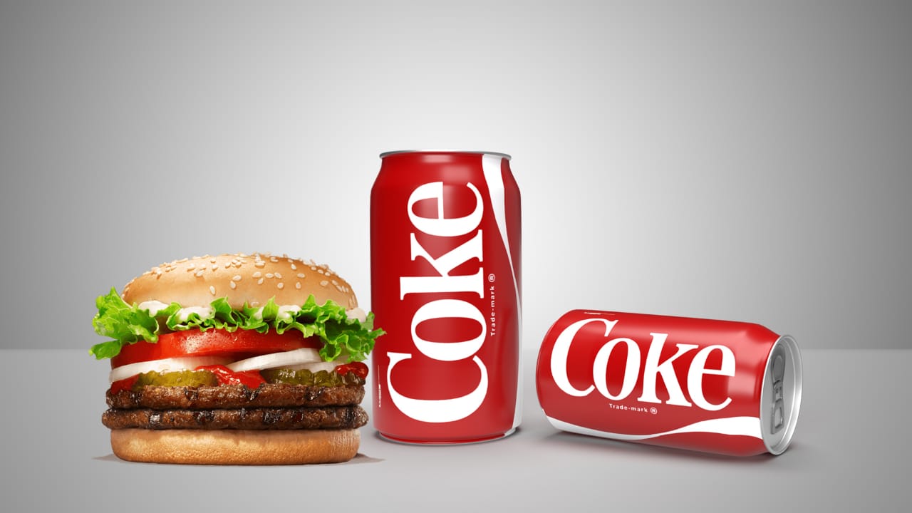 3d burger and coke product design