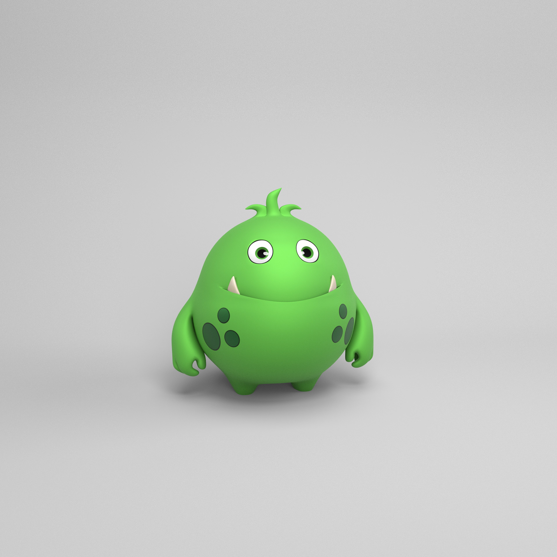 3D Green Game Character Side View