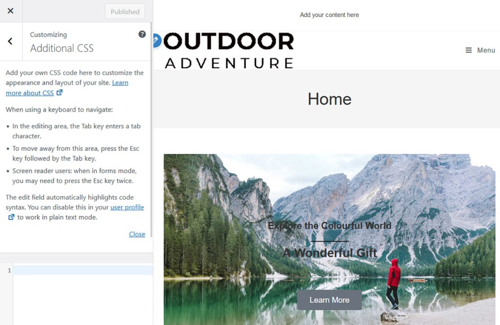 Additional CSS in WordPress