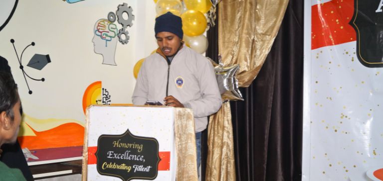 Akash Kashyap Explaining his Graphic Design Project at ADMEC Multimedia