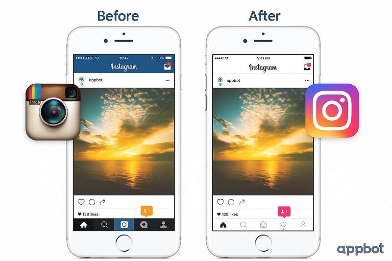 Before and After look of Instagram