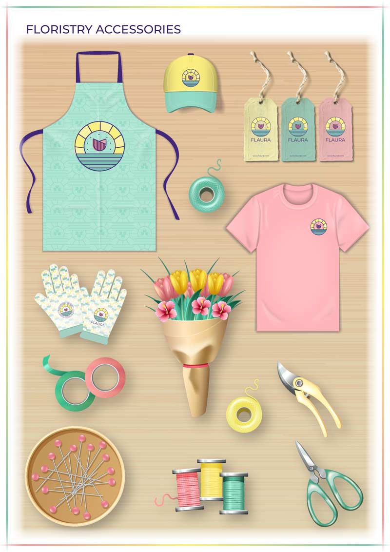 Floristry accessories mockup