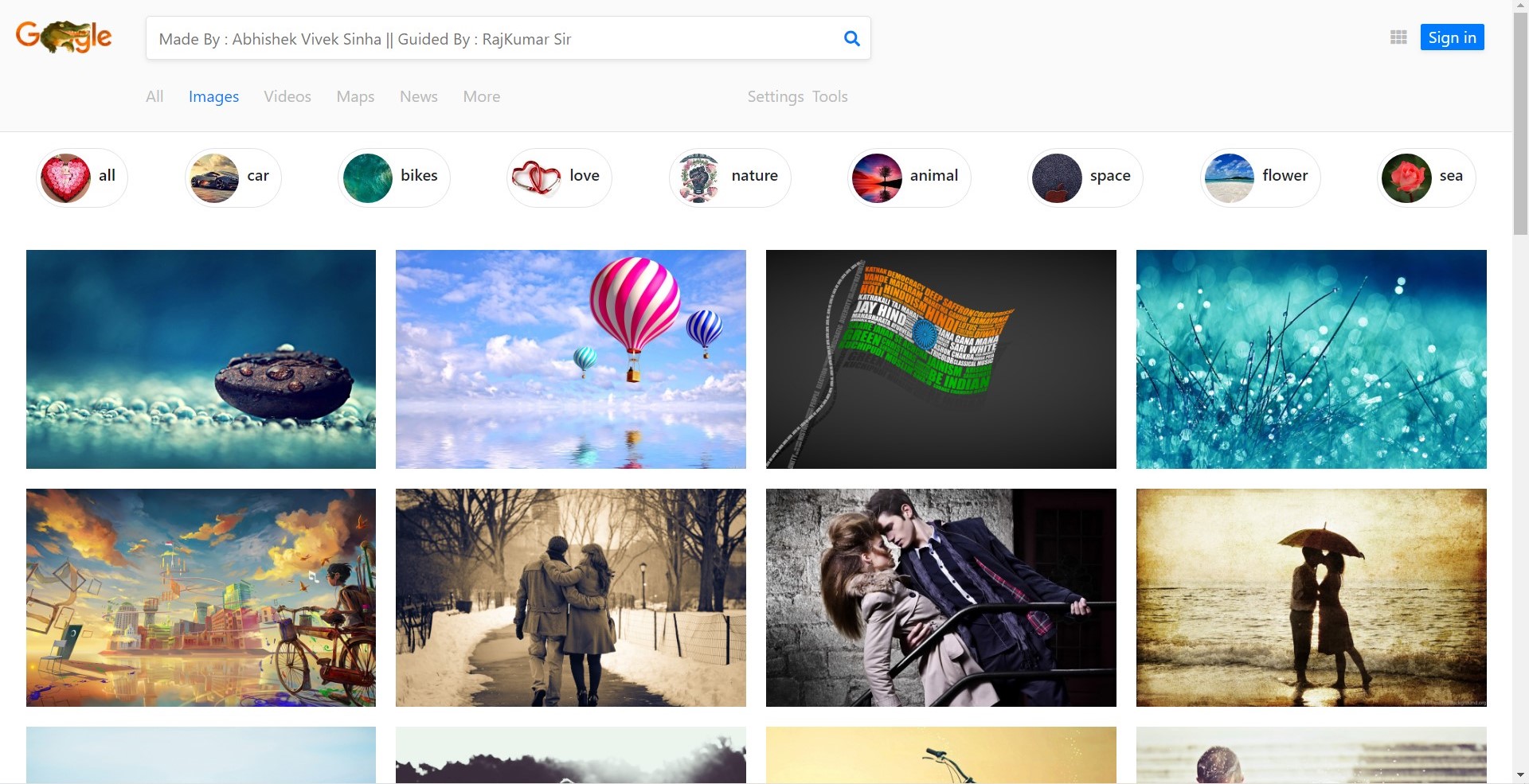 JavaScript Google Image Search Page Project