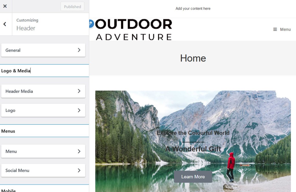 Heading and Footing in WordPress