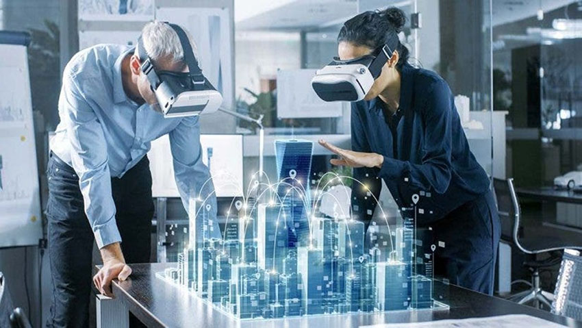 IT professionals using VR AR technologies