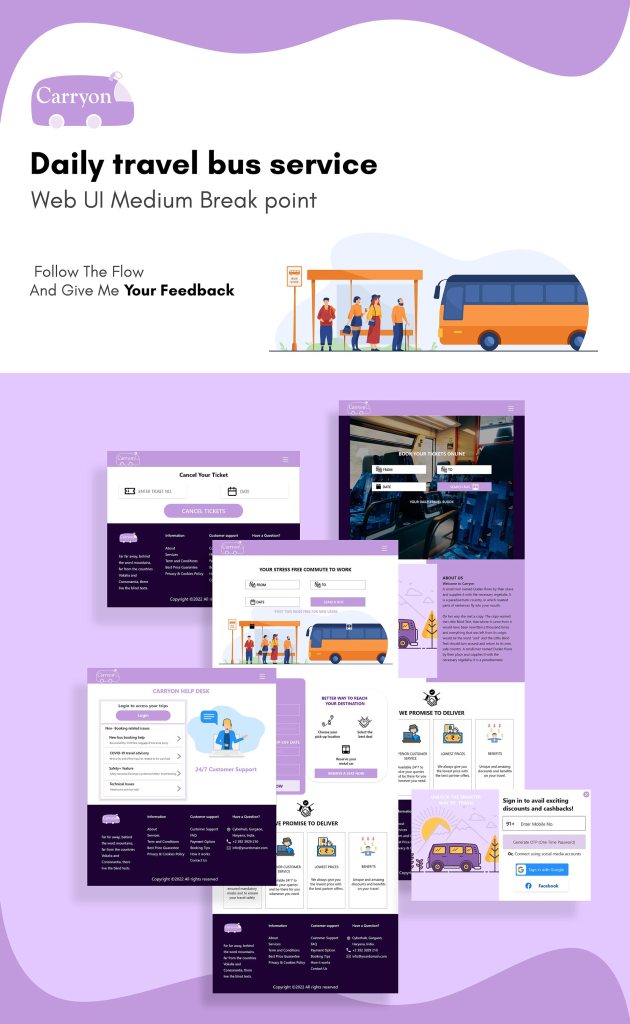 Travel bus service web tablet ui