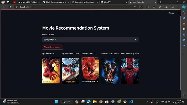 Movie recommendation system in ML