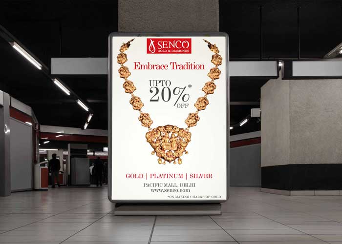 Jewellery poster mockup in photoshop