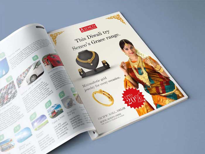 Jewellery press ad mockup in photoshop