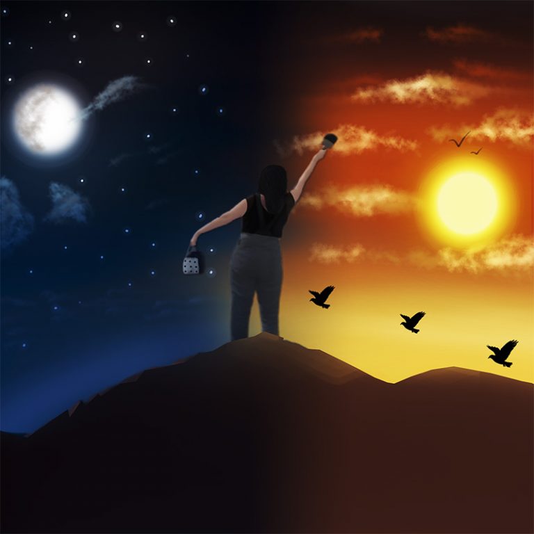 Day and Night Digital Painting