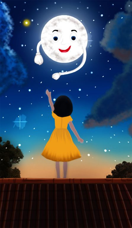 Girl with Moon Painting