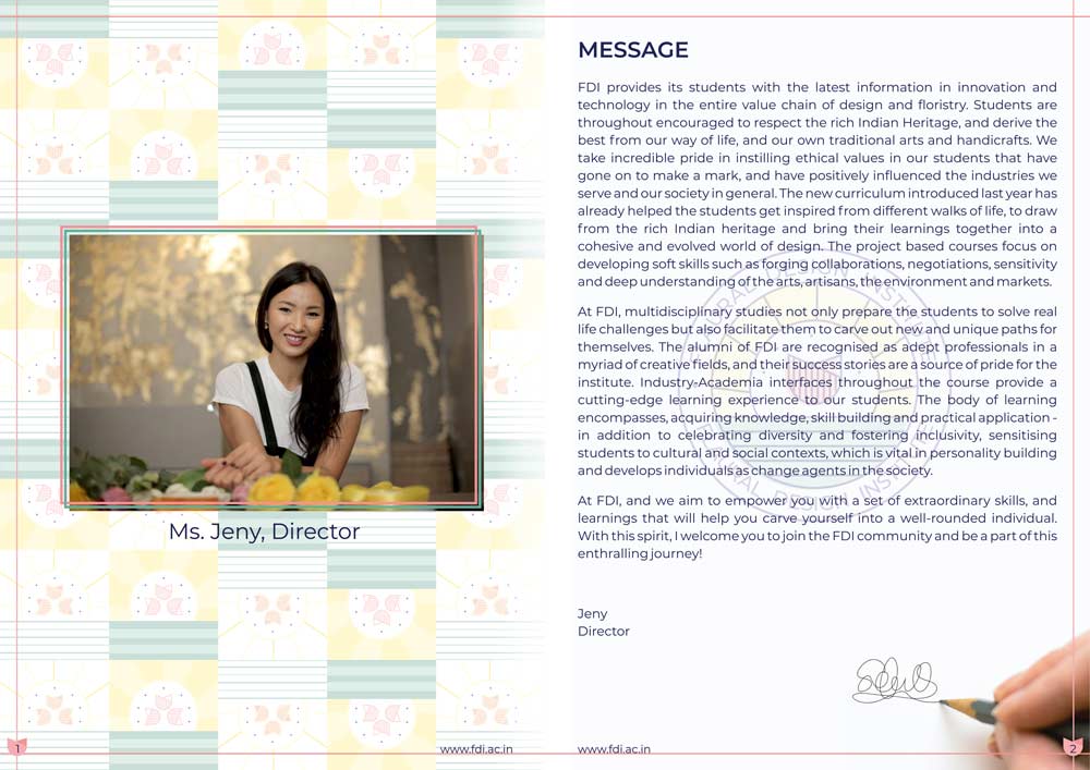 Flaural Design Institute Prospectus - Director Message Page Design