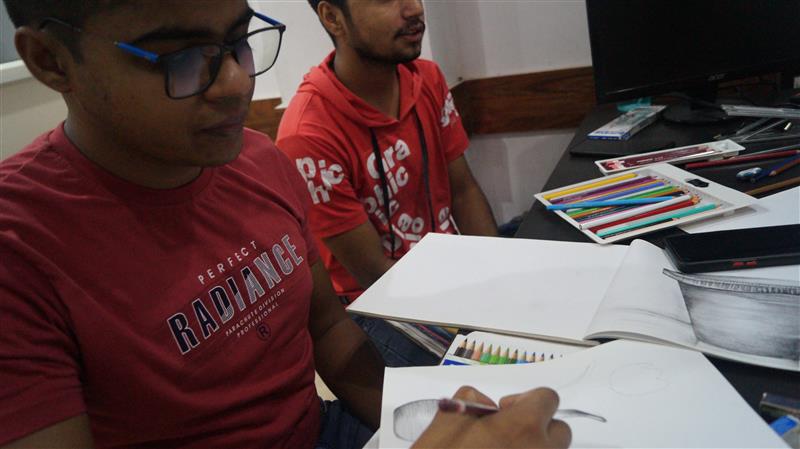 Ravi doing still life drawing