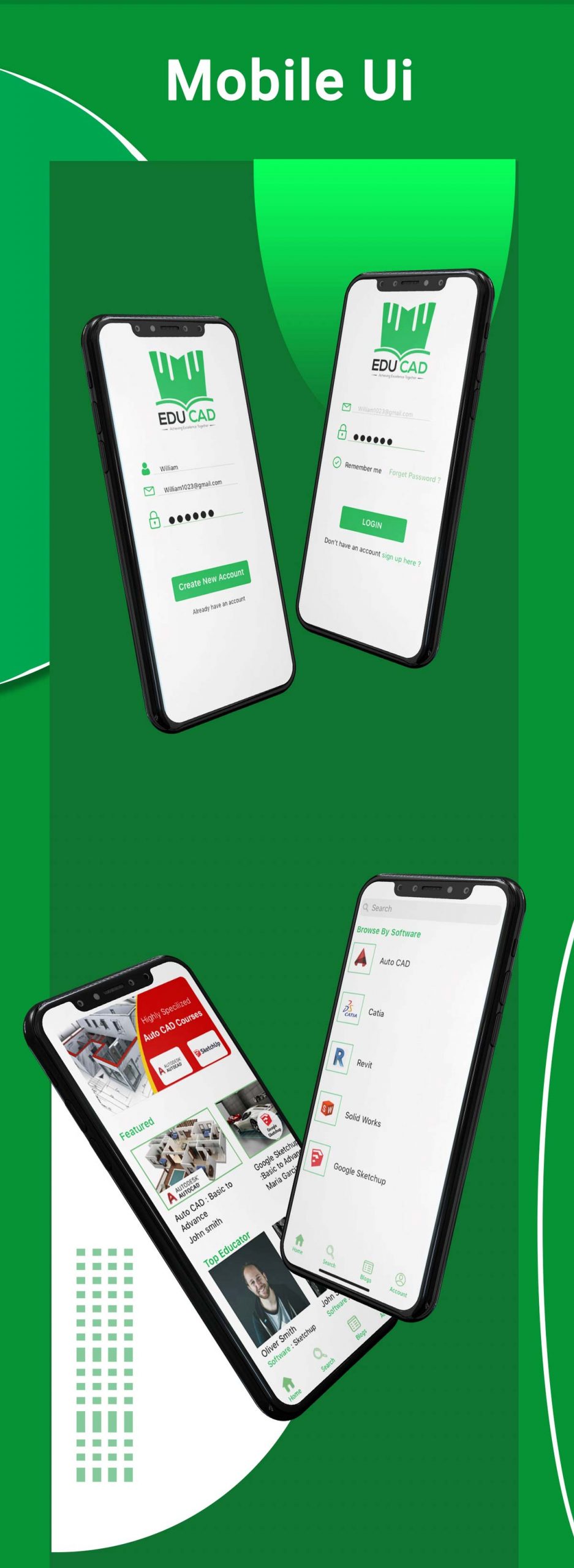 App UI design work by ADMEC Students