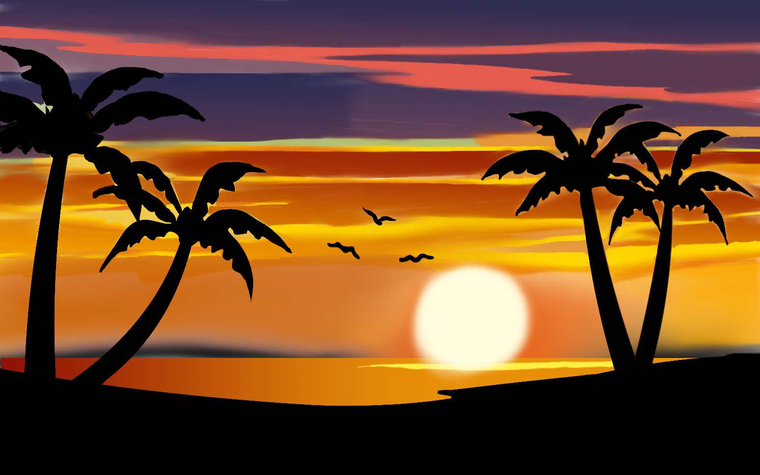 sunset digital painting in sketchbook