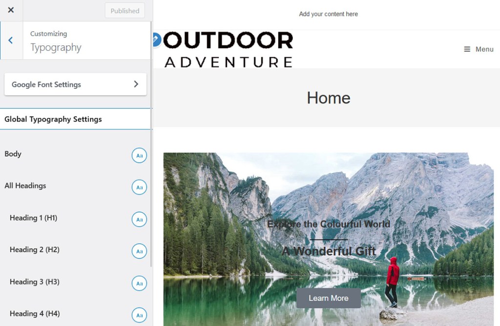Typography and color in WordPress theme